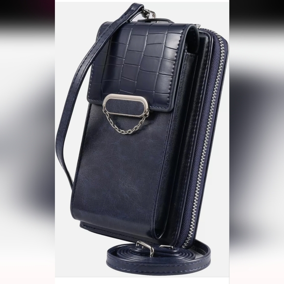 🆕Blostirno Leather Crossbody Cell Phone Bag with Chain Detail - Picture 1 of 7